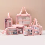 KIT 3 Necessaire Bolsa Portátil Transparente Para Viagem Cosméticos Produtos De Higiene Pessoal - Imagem 3