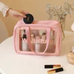 KIT 3 Necessaire Bolsa Portátil Transparente Para Viagem Cosméticos Produtos De Higiene Pessoal - Imagem 5