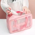 KIT 3 Necessaire Bolsa Portátil Transparente Para Viagem Cosméticos Produtos De Higiene Pessoal - Imagem 9