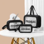 KIT 3 Necessaire Bolsa Portátil Transparente Para Viagem Cosméticos Produtos De Higiene Pessoal - Imagem 6