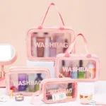 KIT 3 Necessaire Bolsa Portátil Transparente Para Viagem Cosméticos Produtos De Higiene Pessoal - Imagem 7