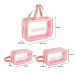 KIT 3 Necessaire Bolsa Portátil Transparente Para Viagem Cosméticos Produtos De Higiene Pessoal - Imagem 2