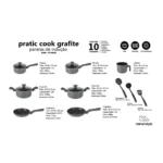 Conjunto Jogo de Panelas Antiaderente Cerâmica Indução 10 Peças Pratic Cook Marmol Mimo Style - Imagem 2