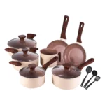Conjunto Jogo de Panelas Antiaderente Cerâmica Indução 10 Peças Pratic Cook Marmol Mimo Style