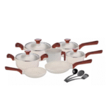 Jogo de Panelas Antiaderentes Creme | 10 Peças por Indução com Revestimento Cerâmico