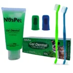 Escova de Dente | Gel Dental Neutro | Kit Higienico para Cães E Gatos Petshop Nospet 60g