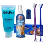 Escovas Spray e Gel Dental Kit Higienico para Cães E Gatos Petshop Nospet Kit Menta