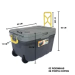 Caixa Térmica 54 Litros C/ Rodinha E Divisorias Camping | Pesca | Cooler - Imagem 5