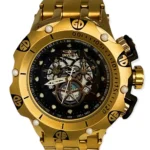 Relógio Dourado Esqueleto Pesado Hybrid Preto - Imagem 2