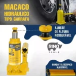 Macaco 3 Toneladas Hidráulico Tipo Garrafa Com Alavanca Rino Tools - Imagem 5