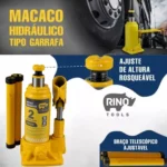 Macaco 2 Toneladas Hidraulico Tipo Garrafa Com Alavanca Rino Tools - Imagem 4