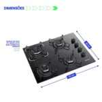 Fogão Cooktop 4 Bocas Bivolt Itatiaia Essencial Preto - Imagem 4
