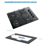 Fogão Cooktop 4 Bocas Bivolt Itatiaia Essencial Preto - Imagem 2