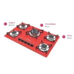 Fogão Cooktop Ultra Chama 5 Bocas Vermelho - Chamalux - Imagem 3