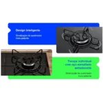 Fogão Cooktop 4 Bocas Bivolt Itatiaia Essencial Preto - Imagem 3