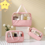 KIT 3 Necessaire Bolsa Portátil Transparente Para Viagem Cosméticos Produtos De Higiene Pessoal