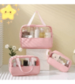 KIT 3 Necessaire Bolsa Portátil Transparente Para Viagem Cosméticos Produtos De Higiene Pessoal