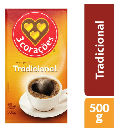 Café 3 Corações Torrado e Moído a Vácuo Tradicional | Pacote 500g