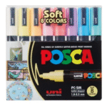 Caneta Posca Tons Pastel Kit Estojo Com 8 Cores Soft Pc-5m