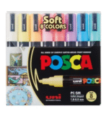 Caneta Posca Tons Pastel Kit Estojo Com 8 Cores Soft Pc-5m