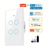 Tuya WiFi Interruptor De Luz Inteligente 2 | 3 | 4 Gang Wall Touch Switch Trabalho Com Alexa | Google | Home