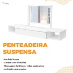 Penteadeira Camarim Suspensa Com Espelho 2 Nichos 1 Gaveta - Imagem 4