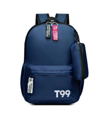 Mochila Bolsa Feminina de Lona Estilo Coreano Azul Marinho