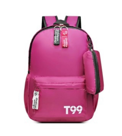 Mochila Bolsa Feminina de Lona Estilo Coreano Pink