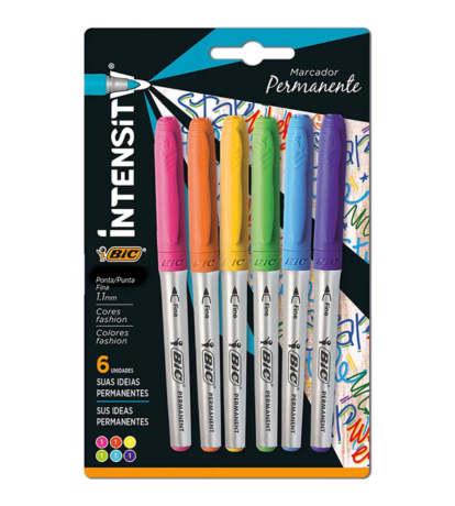 Pincel permanente Marking Intensity Color com 6 cores 891633 Bic