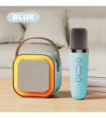 Caixa De Som Karaokê Potente 2 Microfones Portátil Cor Azul 110v/220v