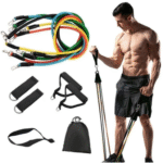 Conjunto de Faixa Elástica Esportiva 100 lbs resistência 150 kg Borracha Fitness Expansor Malhação Academia