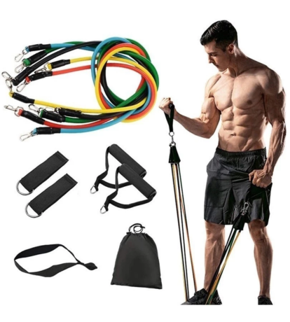 Conjunto de Faixa Elástica Esportiva 100 lbs resistência 150 kg Borracha Fitness Expansor Malhação Academia