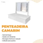 Penteadeira Camarim Suspensa Com Espelho 1 Gaveta Quarto - Imagem 6