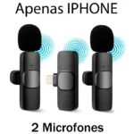 Microfone Lapela Para Celular 2 em 1 Wireless Sem Fio Compatível IOS - Imagem 3