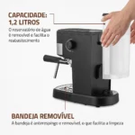 Cafeteira Expresso 20 Bar preto e prata - Dolce Crema C-20-EC Mondial - Imagem 5