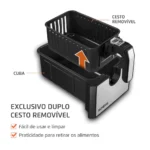 Fritadeira Elétrica sem óleo Air Fryer Dual com cesto duplo 8L 2000 Watts - AFD-01-BI | Mondial - Imagem 4