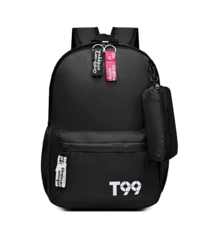 Mochila Bolsa Feminina de Lona Estilo Coreano Preta