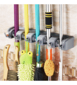 Suporte Organizador De Vassouras 5 Lugares 6 Ganchos