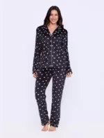Pijama Plush Feminino Manga Longa Aberto Black Dots - Imagem 4