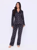 Pijama Plush Feminino Manga Longa Aberto Black Dots - Imagem 3