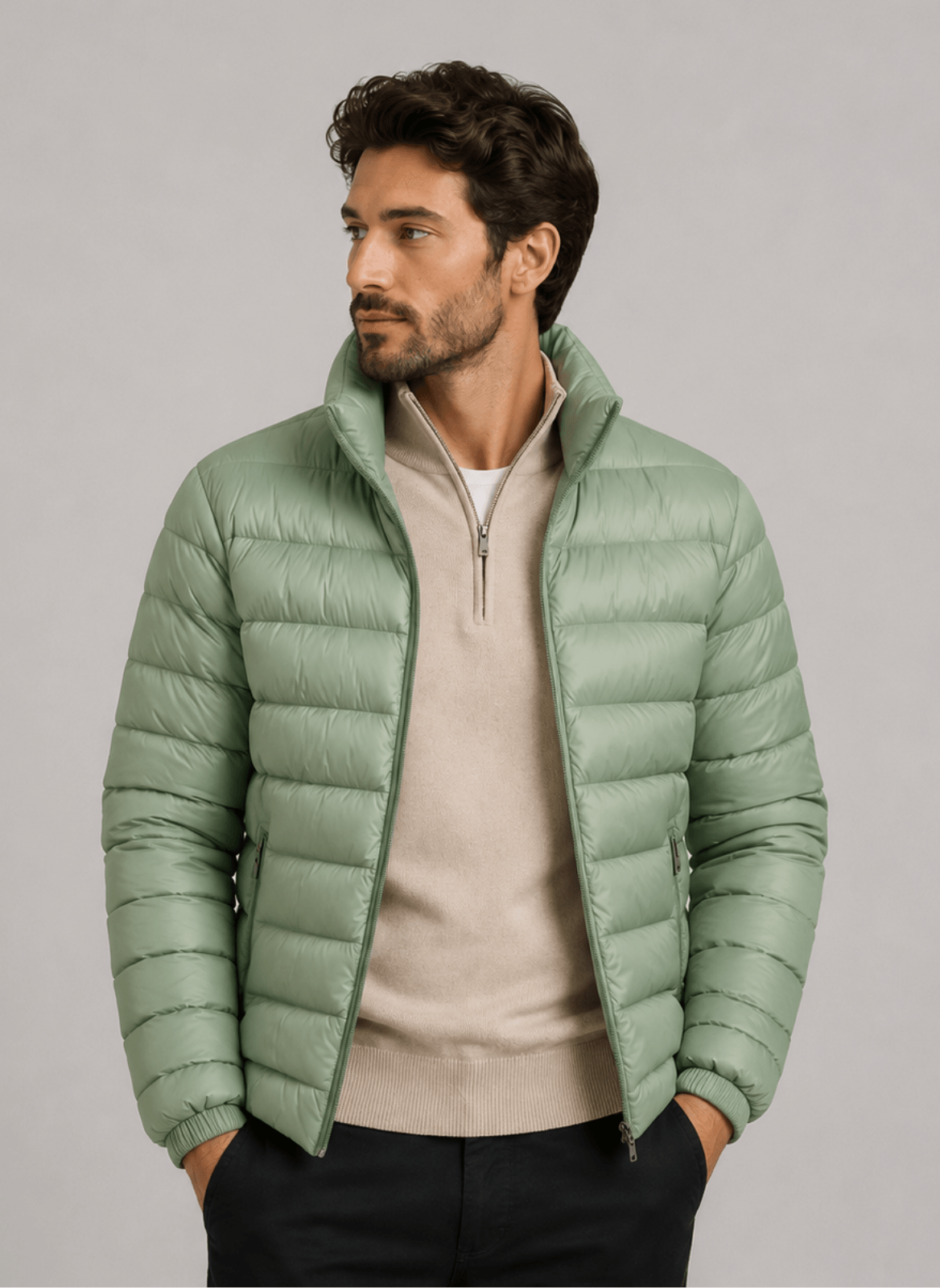 BNMJNY01_1058_1-JAQUETA-NYLON-GOMINHOS Jaqueta Puffer Masculina Leve Com Gola Alta e Bolsos - Imagem 1