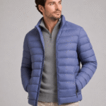 Jaqueta Puffer Masculina Leve Com Gola Alta e Bolsos