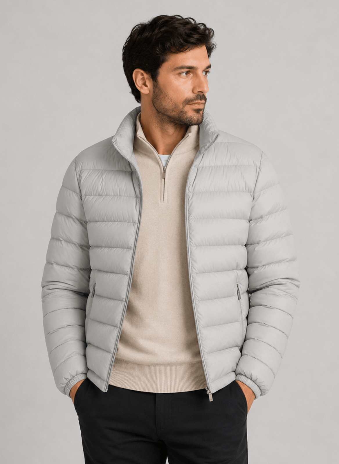 BNMJNY01_923_1-JAQUETA-NYLON-GOMINHOS Jaqueta Puffer Masculina Leve Com Gola Alta e Bolsos - Imagem 1