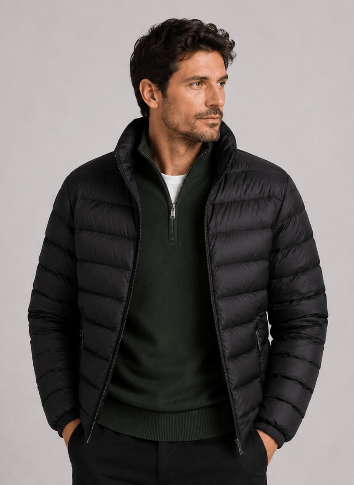 BNMJNY01_950_1-JAQUETA-NYLON-GOMINHOS Jaqueta Puffer Masculina Leve Com Gola Alta e Bolsos - Imagem 1