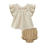 Conjunto de Bata em Linho Deluxe com Tapa Fralda em Linho com Elastano 97159 Infanti Bebê Menina