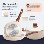 Jogo De Panelas Induçao Antiaderente Cerâmica 10 Peças Ppg Pfoa Free Vanila Premium - Imagem 9