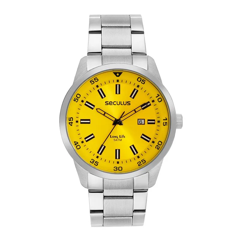 177181-800-auto Relógio Masculino Com Calendário Amarelo - Imagem 1