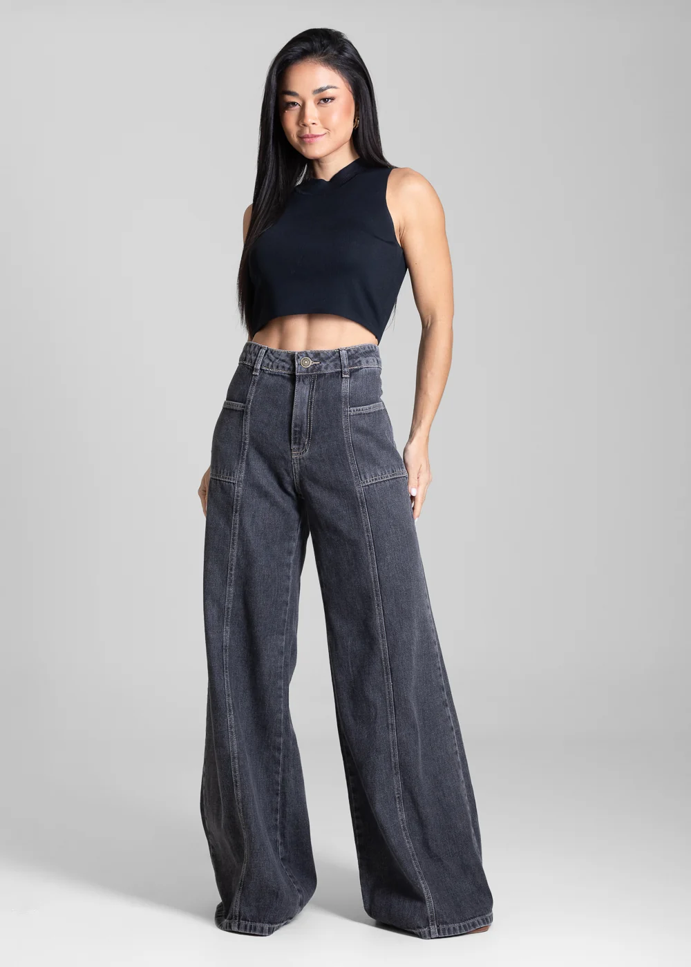 Calça Jeans Sawary Super Wide Leg – 282349 PRETO