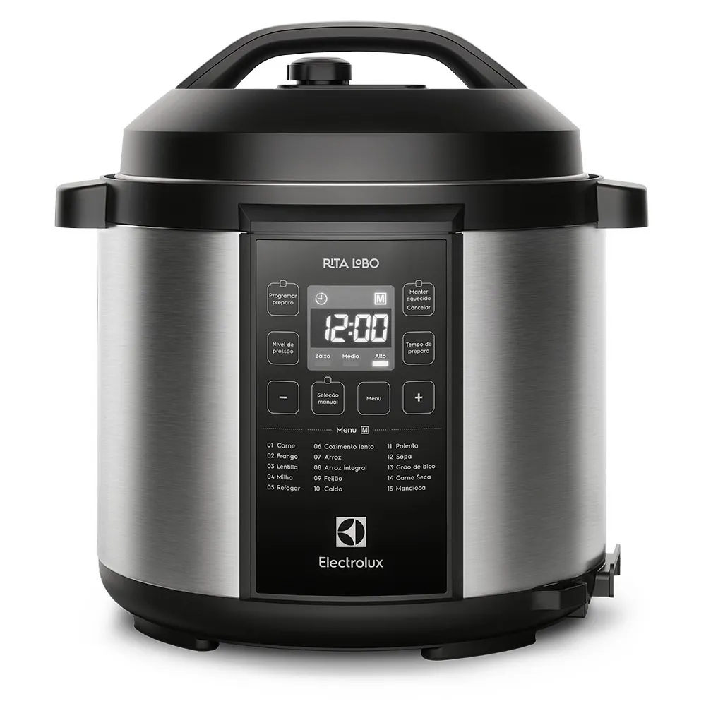 285543-1000-1000 Panela de Pressão Elétrica Electrolux por Rita Lobo 6L Preta Experience Digital (PCC20) - Imagem 1