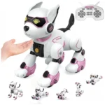 Robô Cachorro Programável Preto com Detalhes Vermelhos | Interactive Robotic Dog Toy | Controle Remoto | Voz e Imitação de Sons para Crianças